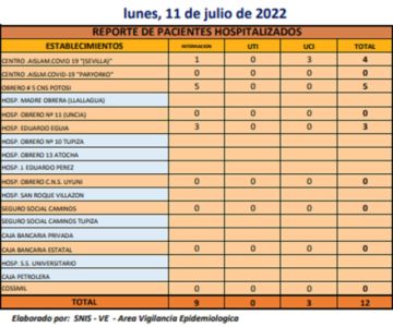 Reporte departamental del Sedes Potosí