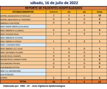 Reporte departamental del Sedes Potosí