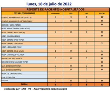 Reporte departamental del Sedes Potosí