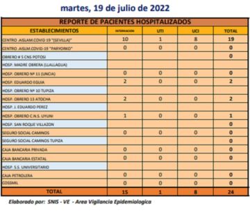Reporte departamental del Sedes Potosí