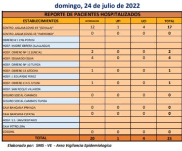 Reporte departamental del Sedes Potosí