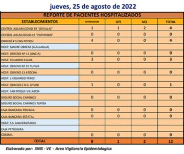 Reporte departamental del Sedes Potosí