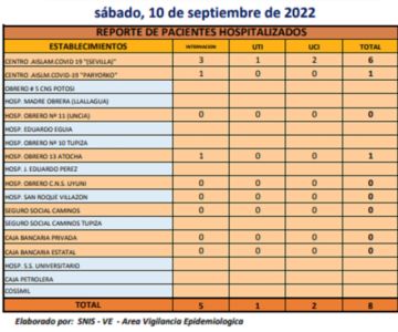 Reporte departamental del Sedes Potosí