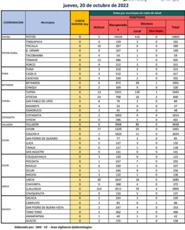 Reporte departamental del Sedes Potosí