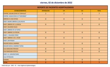 Reporte departamental del Sedes Potosí