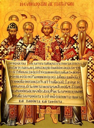 Icono conmemorativo del primer Concilio de Nicea.