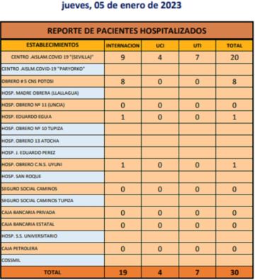 Reporte departamental del Sedes Potosí