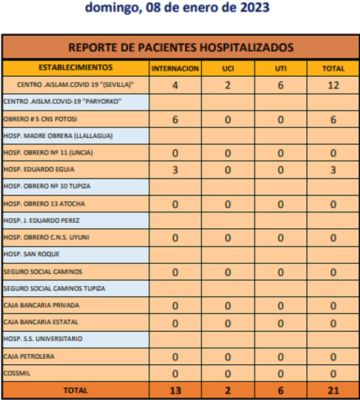 Reporte departamental del Sedes Potosí