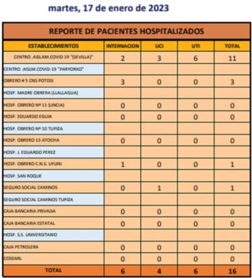 Reporte departamental del Sedes Potosí