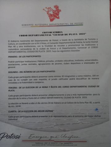 Convocatoria de la Gobernación.