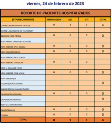 Reporte departamental del Sedes Potosí