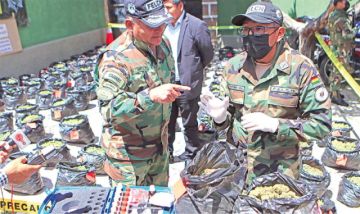 En dos meses, la Felcn decomisó 3,81 tn de cocaína y 80,34 de marihuana