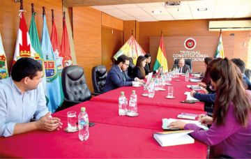 TCP. Los tribunos recibieron a los miembros de la CIDH en su sede en la capital de Bolivia.