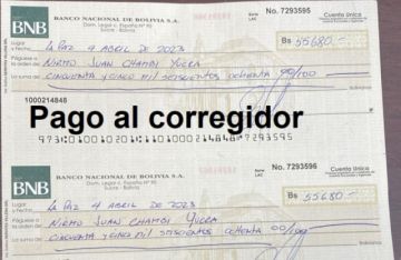 Los cheques para el actual corregidor.