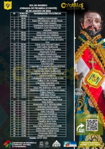 A las 7:30 se desarrolló el ingreso de la comitiva por la ruta de la festividad de Ch’utillos en la primera jornada de convite de este año.