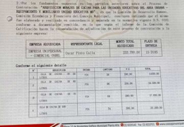 Gráfica del detalle de compra de los insumos.