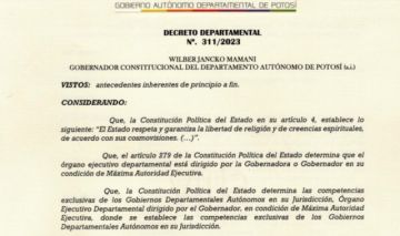 Lea el Decreto Departamental con las disposiciones por Ch'utillos 2023
