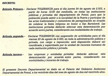 Se debe reponer clases  por la suspensión por la festividad de Ch'utillos