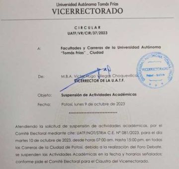 Foro debate del claustro de vicerrector en la ciudad de Potosí será en el coliseo