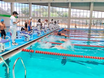 Los atletas durante la competencia.