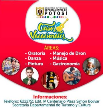 Gobernación de Potosí habilita cursos vacacionales gratuitos en varias áreas