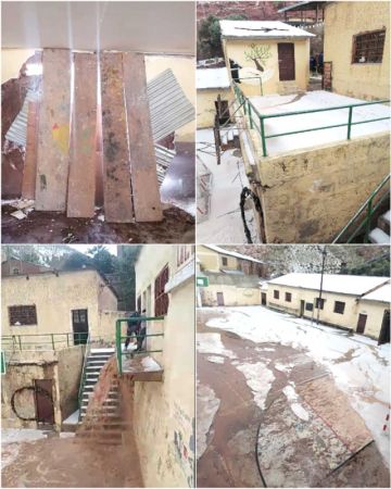 Tormenta daña muro de una escuela en Tomave