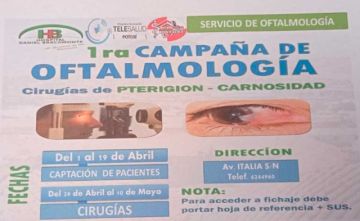 Bracamonte desarrolla campaña para tratar la "carnosidad" en el ojo