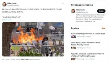 Un hombre de tendencias conspiranoicas se quema fuera del tribunal que juzga a Trump