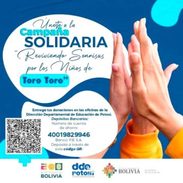 Invocan a la solidaridad en campaña en favor de alumnos de Toro Toro