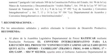 Parte del informe que fue analizado por los asambleístas.