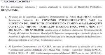 Parte del informe que fue analizado por los asambleístas.