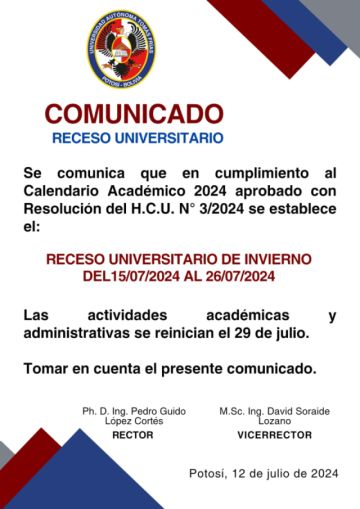 La UATF ingresa en receso universitario por dos semanas