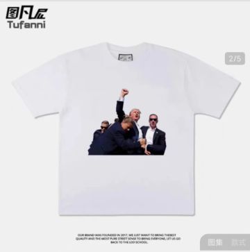 La camiseta de Trump tras sobrevivir el ataque cuelga el letrero de “Sold out”