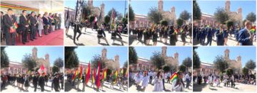 Los estudiantes portaron con orgullo la bandera de Bolivia en el desfile que recorrió desde el Campo Marte hasta la Plaza 10 de Noviembre.