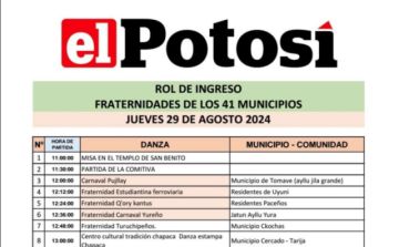 Vea el rol de fraternidades de la festividad de Chútillos 2024