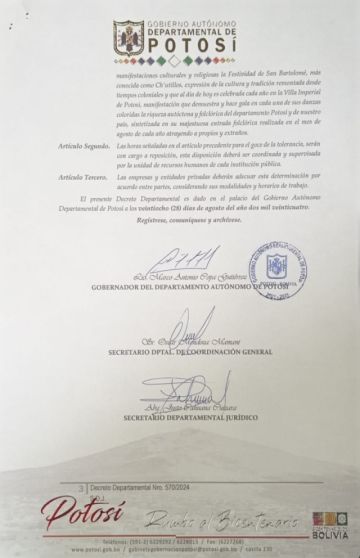 Decreto Departamental. GADP