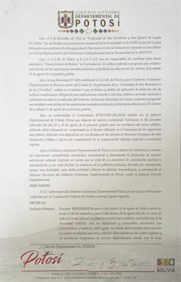 Decreto Departamental. GADP