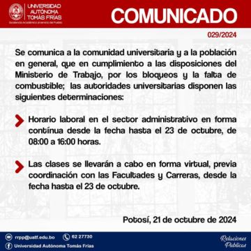 UATF migra a la modalidad virtual y horario continuo 