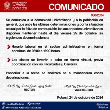 UATF aplica hasta hoy clases virtuales