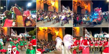 Los funcionarios policiales se vistieron de Navidad para alegrar a las familias.
