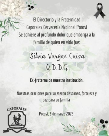 Condolencias de la fraternidad 