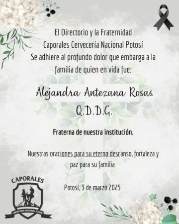 Condolencias de la fraternidad 