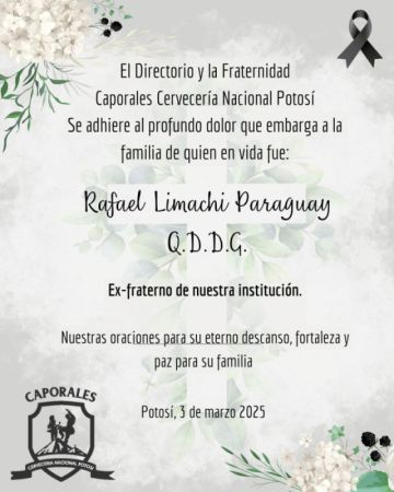 Condolencias de la fraternidad 