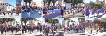 Los estudiantes de sexto de primaria protagonizaron el desfile escolar que recorrió las calles del centro de la ciudad, desde el Campo Marte, hasta la Plaza 10 de Noviembre.