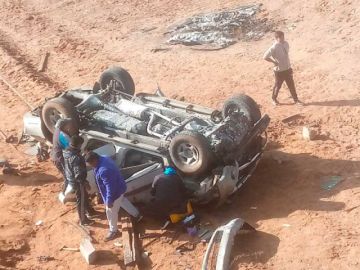 Así quedó la vagoneta después del aparatoso accidente.
