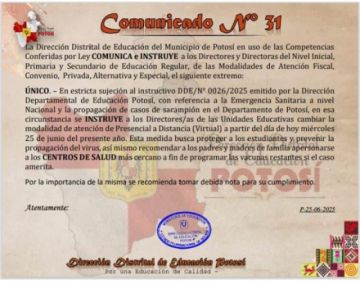 Instruyen ingreso a la modalidad virtual en el distrito de Potosí