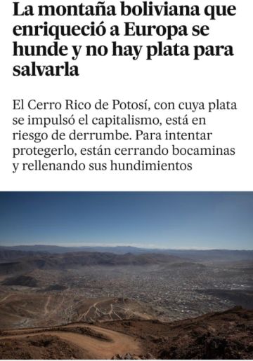 ¿Qué dice el diario español El País sobre el Cerro Rico de Potosí?