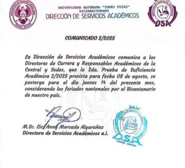 La UATF aplicará segundo examen de ingreso el día 14