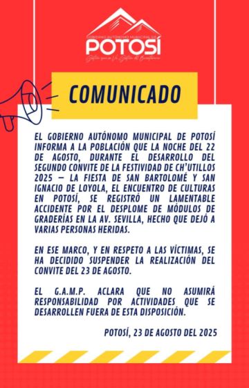 Oficialmente, la Alcaldía suspendió el convite de Ch’utillos