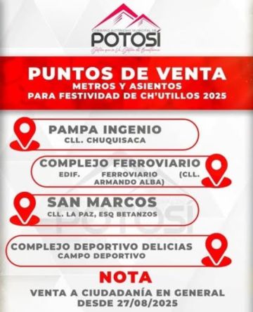 Venden puestos para Ch'utillos hoy para dueños de viviendas en el recorrido